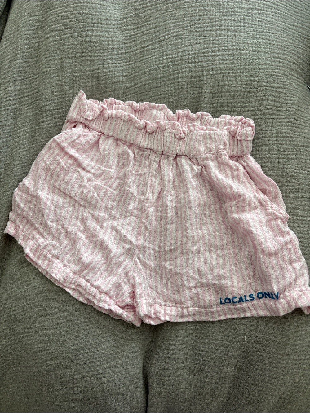 Vintage Havana Pink & White Striped High-Waist Shorts